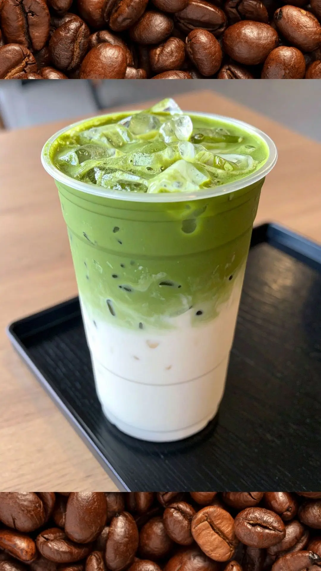 latte surrounded by coffee beans