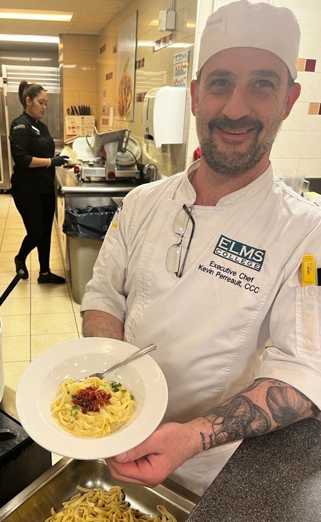 Executive chef serving lunch